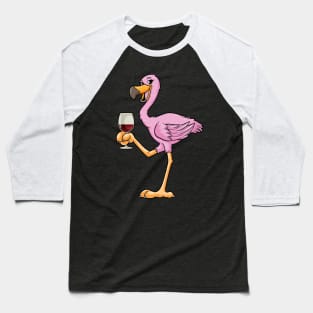 Beautiful flamingo is drinking a glass of wine Baseball T-Shirt